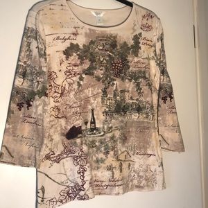 Christopher & Banks vintage wine theme T-shirt